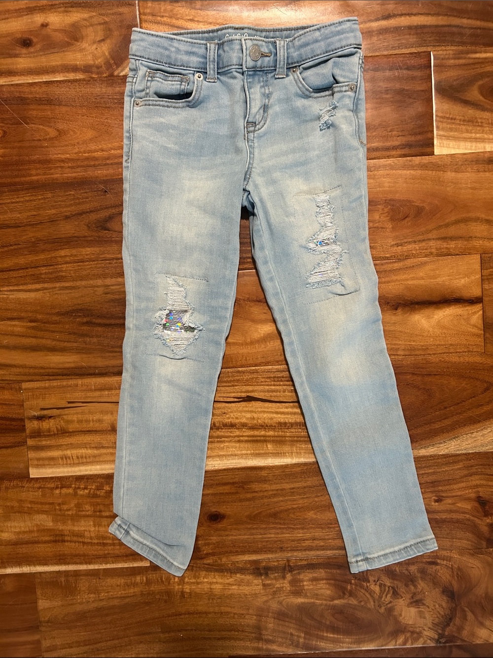 Cat & Jack Light Blue Skinny Jeans with Sequin Accents
